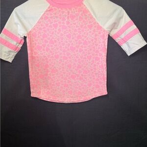 Cat & Jack Pink and White Raglan Short Sleeve Tee with Stripes